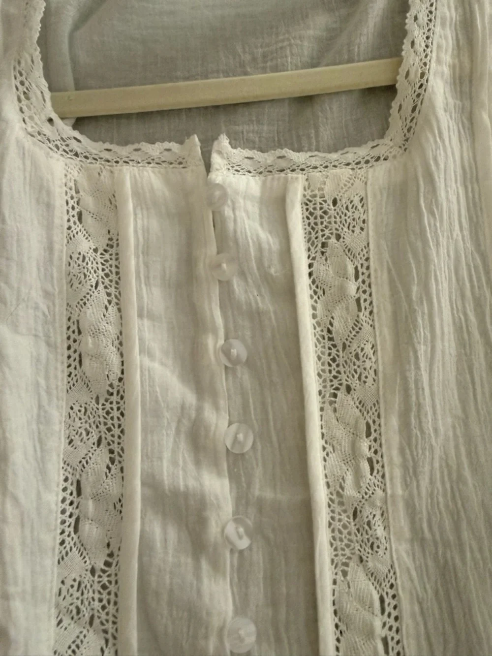 Boho White Lace-Trim Peasant Blouse - Picture 2 of 4
